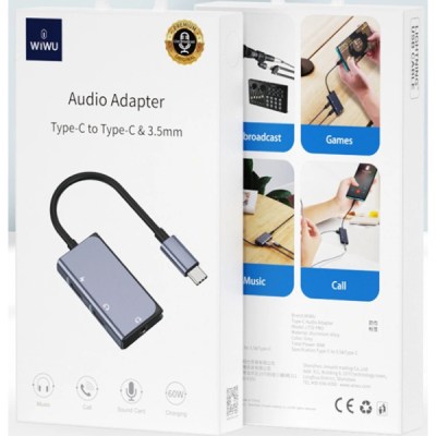 WIWU AUDIO ADAPTER TYPE-C TO TYPE-C & 3.5mm LT02 PRO