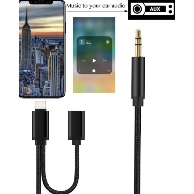 iOS&ANDROID 2 IN 1 AUX AUDIO CABLE JBC030-B / CABLE JACK+IPHONE+JACK